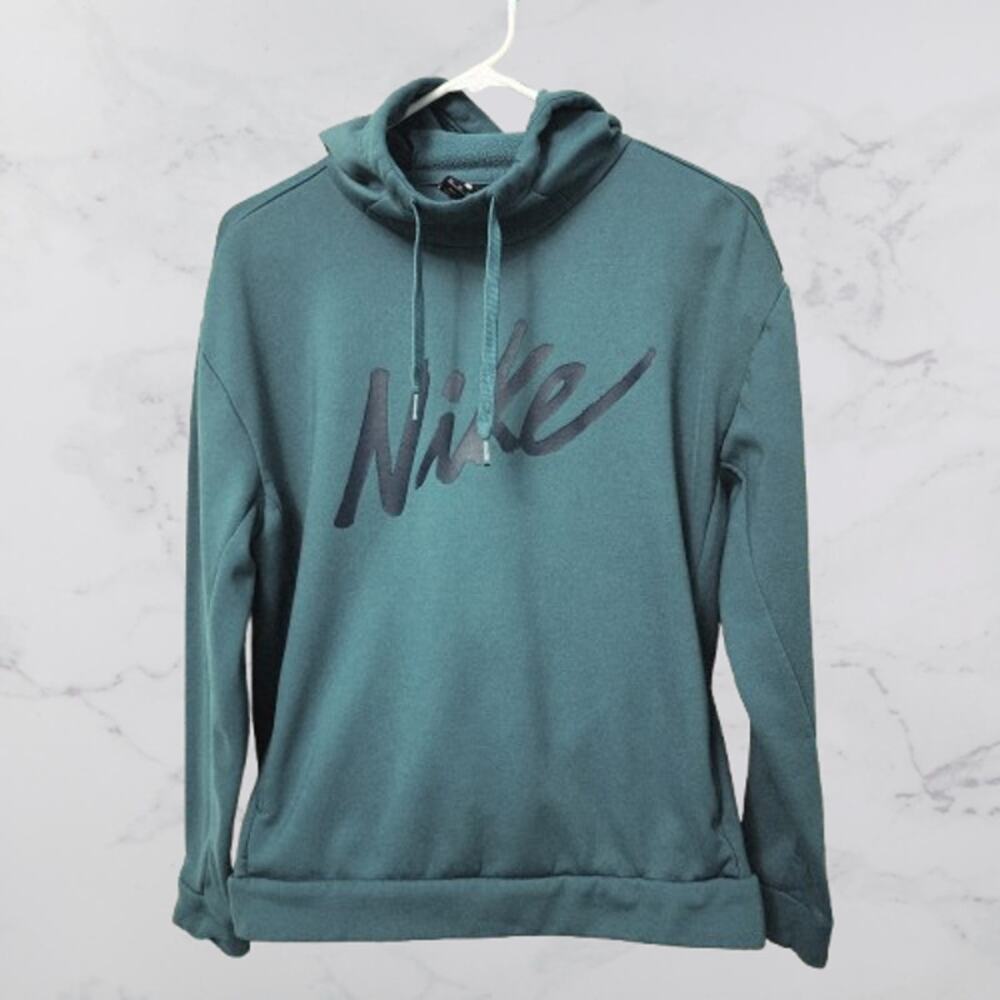 Women's XS NIKE Therma Soft Fleece Green/Blue Pullover Hoodie